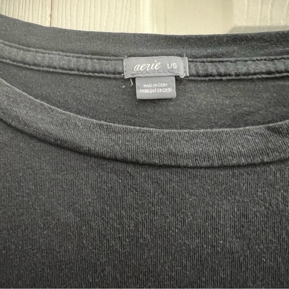 Aerie Tie Back Charcoal Gray Short Sleeve T Shirt Sz Large - Picture 5 of 7